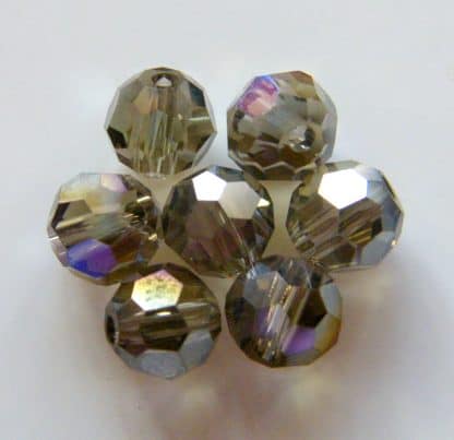 6mm Faceted Round Crystal Beads Morion AB