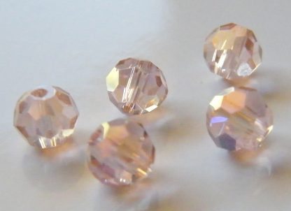6mm Faceted Round Crystal Beads Pale Pink AB