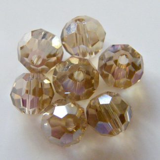 6mm Faceted Round Crystal Beads Pale Smoky Topaz AB