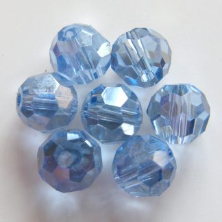 6mm Faceted Round Crystal Beads Pale Blue AB