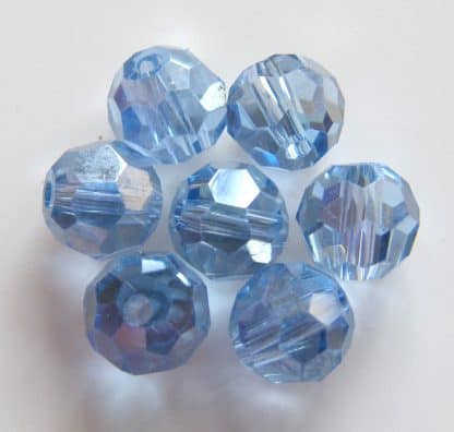 6mm Faceted Round Crystal Beads Pale Blue AB