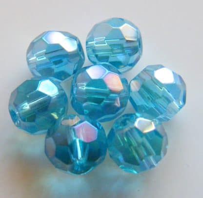6mm Faceted Round Crystal Beads Aqua AB