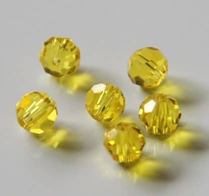 6mm Faceted Round Crystal Beads Bright Topaz