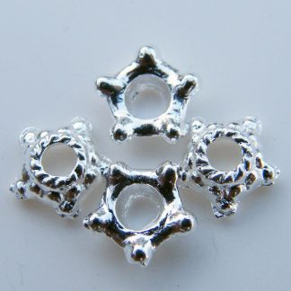 6x2mm Metal Alloy Star Spacer Bead Caps Bright Silver