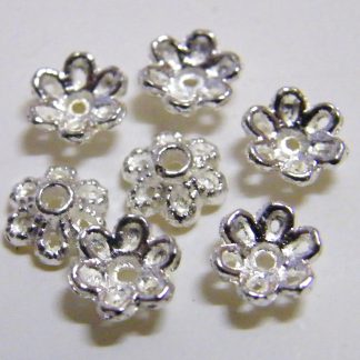 6x2mm Metal Alloy Spacer Bead Caps Bright Silver