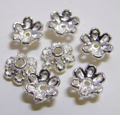 6x2mm Metal Alloy Spacer Bead Caps Bright Silver