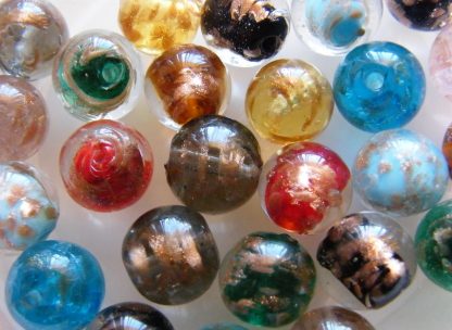 12mm round goldsand lampwork glass beads mixed
