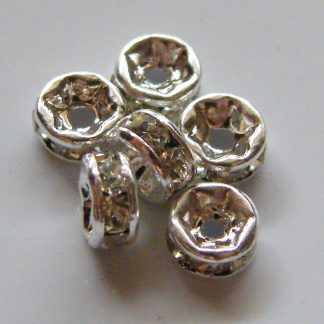 4mm Bright Silver Mideast Rhinestone Crystal Rondelle Spacers