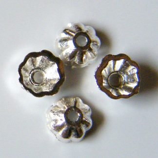 4mm metal alloy bead caps bright silver