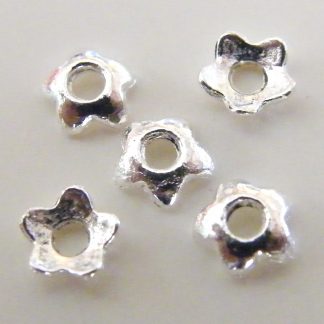 4mm Metal Alloy Flower Bead Caps Bright Silver