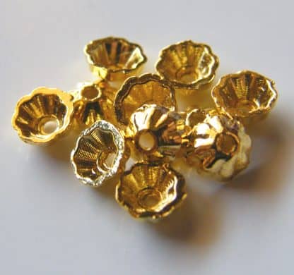 4mm metal alloy bead caps bright gold