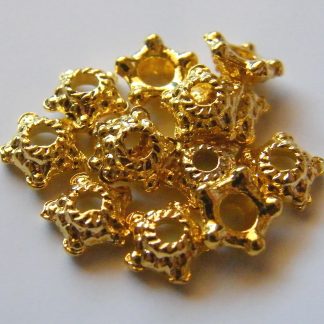 6mm Metal Alloy Star Bead Caps Bright Gold