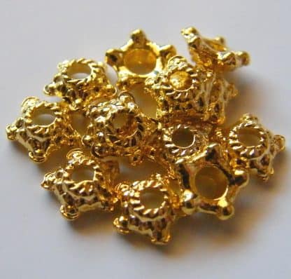 6mm Metal Alloy Star Bead Caps Bright Gold