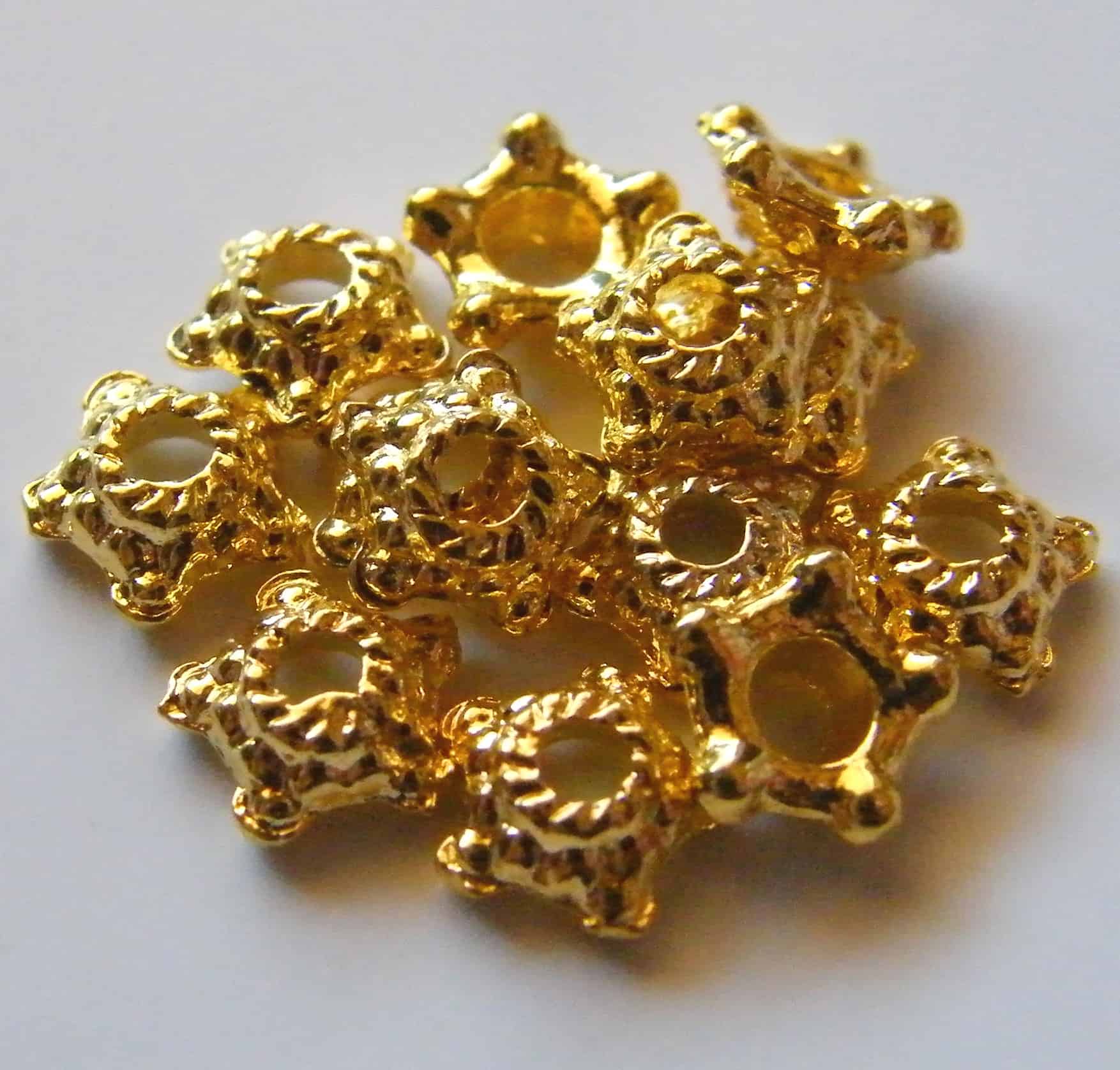 100pcs 6x2mm Metal Alloy Star Spacer Bead Caps - Bright Gold | BeadsForEwe