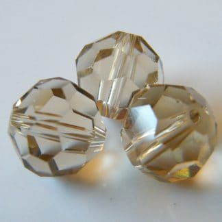 12mm Faceted Round Crystal Beads - Pale Smoky Topaz