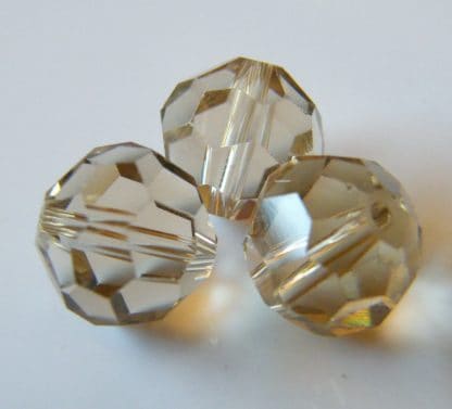 12mm Faceted Round Crystal Beads - Pale Smoky Topaz