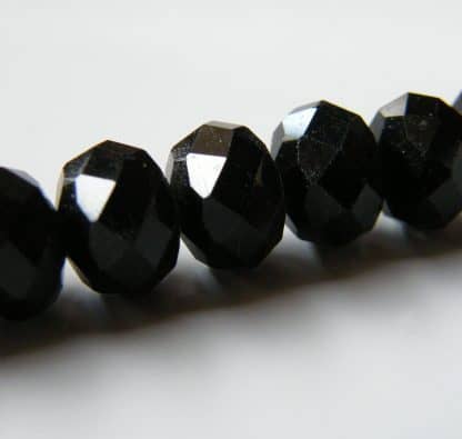 6x8mm faceted crystal rondelle black