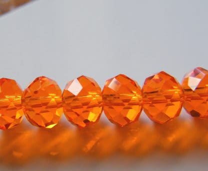 6x8mm faceted crystal rondelle bright orange