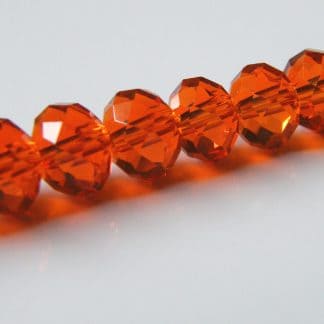 6x8mm faceted crystal rondelle dark orange