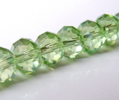 6x8mm faceted crystal rondelle pale green