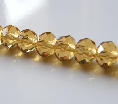 6x8mm faceted crystal rondelle pale honey