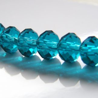 6x8mm faceted crystal rondelle dark turquoise