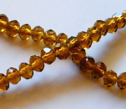 3x4mm faceted crystal rondelle amber brown