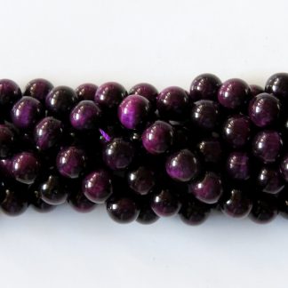 8mm tiger eye round gemstone bead dark magenta