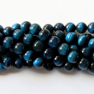 8mm tiger eye round gemstone bead bright aqua blue