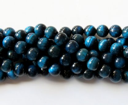 8mm tiger eye round gemstone bead bright aqua blue