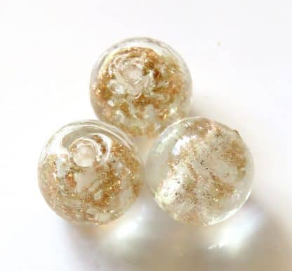 12mm round goldsand lampwork glass beads clear