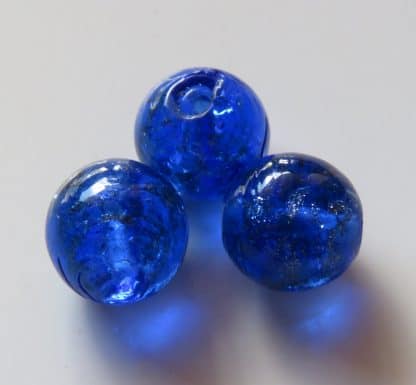 12mm round goldsand lampwork glass beads dark Blue