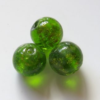 12mm round goldsand lampwork glass beads green