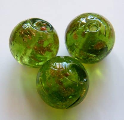 12mm round goldsand lampwork glass beads olive green