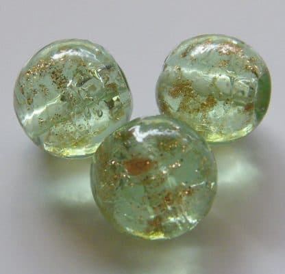 12mm round goldsand lampwork glass beads pale green