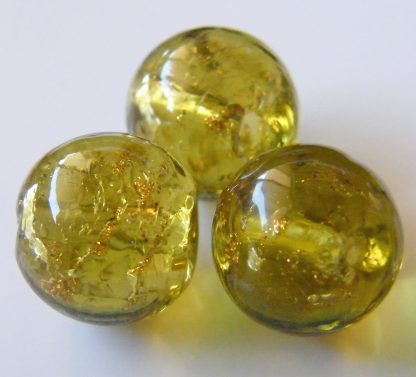 12mm round goldsand lampwork glass beads pale olive green