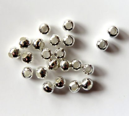 Bright Silver 3mm round spacer beads