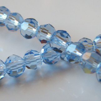 4mm round faceted pale blue crystal beads