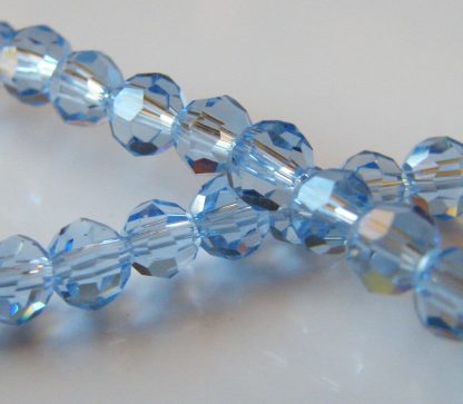 4mm round faceted pale blue crystal beads