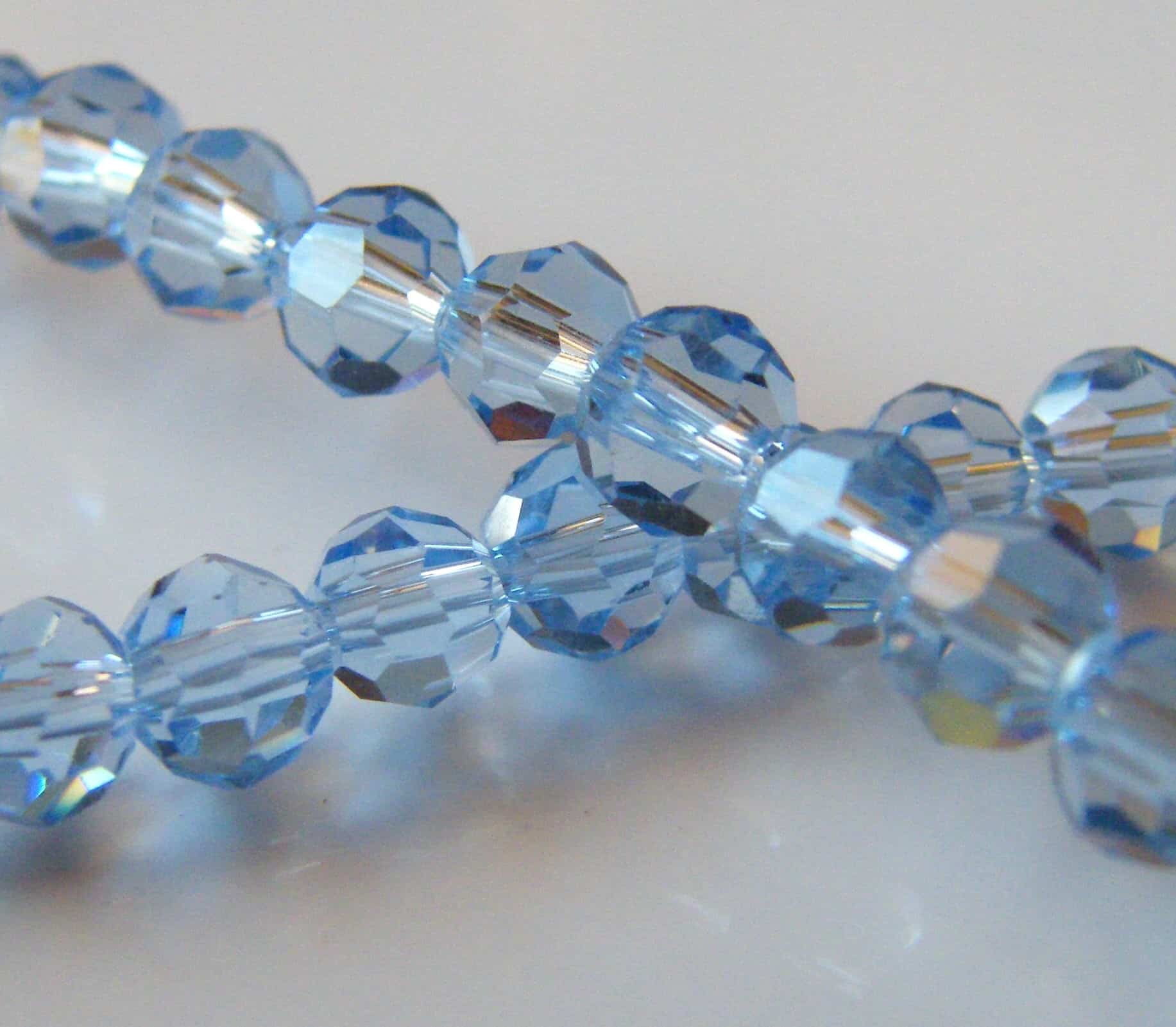 125pcs 4mm Faceted Round Crystal Beads Pale Blue Beadsforewe