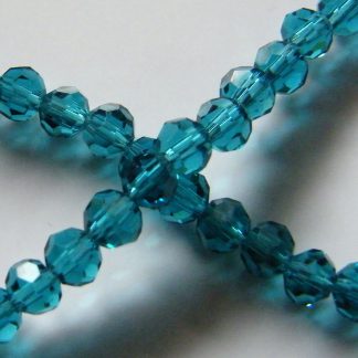 4mm round faceted dark turquoise crystal beads