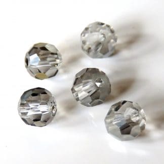6mm Faceted Round Crystal Beads Black Diamond