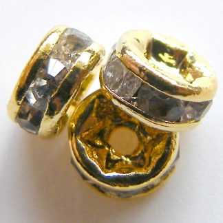 4mm Bright Gold Rhinestone Crystal Rondelle Spacers
