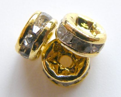 4mm Bright Gold Rhinestone Crystal Rondelle Spacers