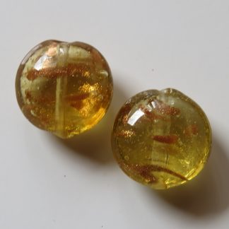 20x10mm Flat Round Gold Sand Glass Beads Topaz