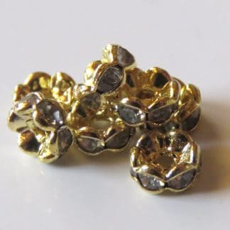 5mm Bright Gold Rhinestone Crystal Rondelle Spacers