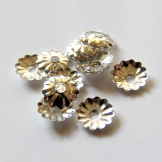 5mm Metal Alloy Flower Bead Caps Bright Silver