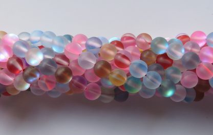 50pcs 6mm Created Iridescent Round Glass Beads - Mermaid Glass / Aura Quartz