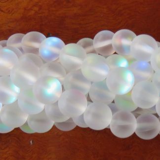 50pcs 6mm Created Iridescent White Round Glass Beads - Mermaid Glass / Aura Quartz