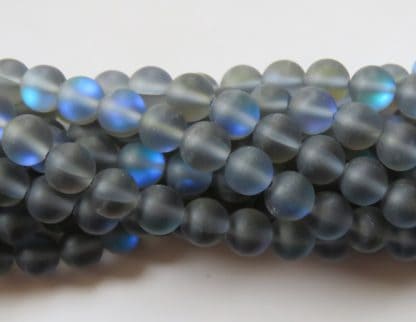 50pcs 8mm Created Iridescent Frosted Round Glass Beads - Mermaid Glass / Aura Quartz